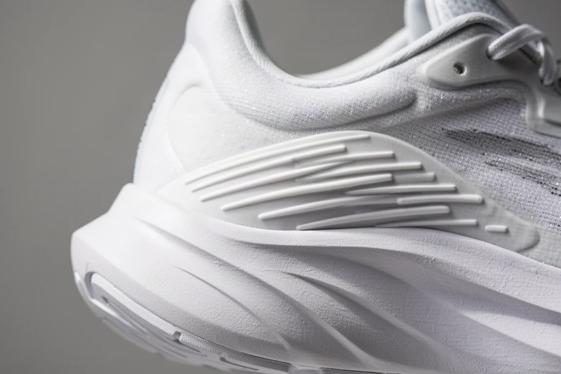 Close-up of nitrogen-infused foam midsole showing sculpted ridges