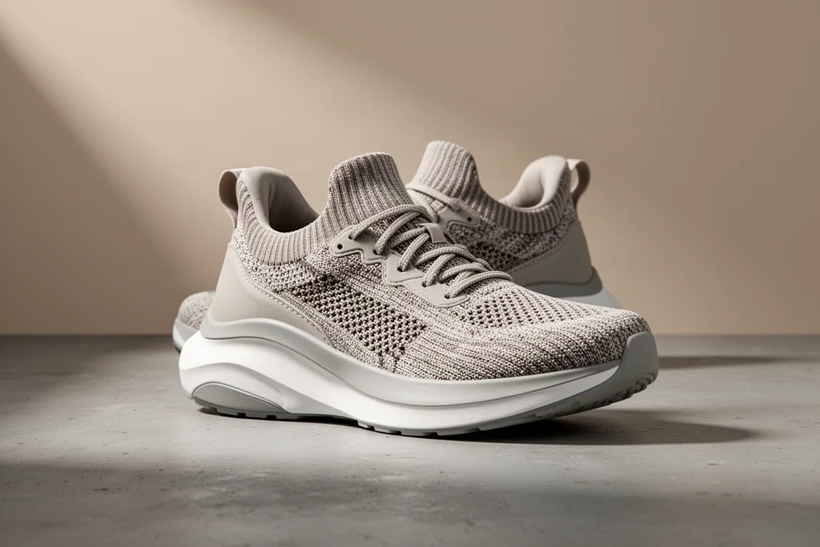 Scarpa da running Brooks Ghost Amp vista in prospettiva tre quarti su una superficie neutra