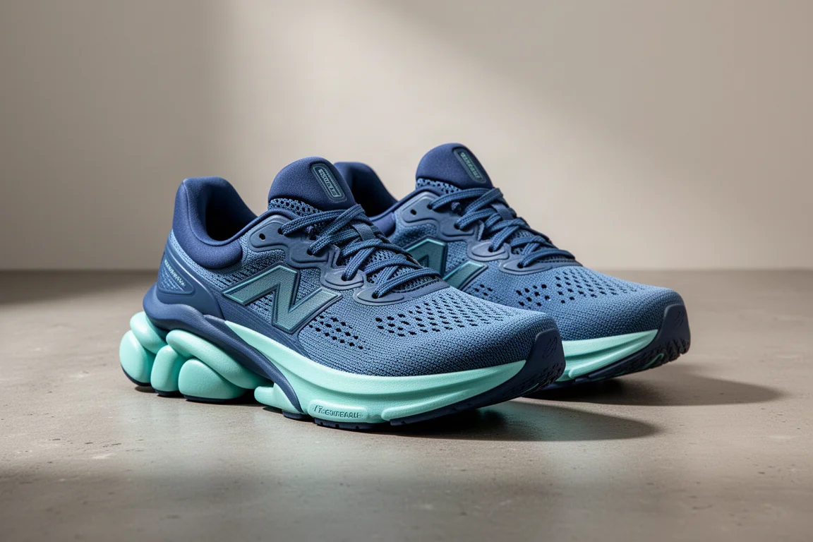 Brooks Ghost Max 2 running shoes in blue and teal on a concrete surface