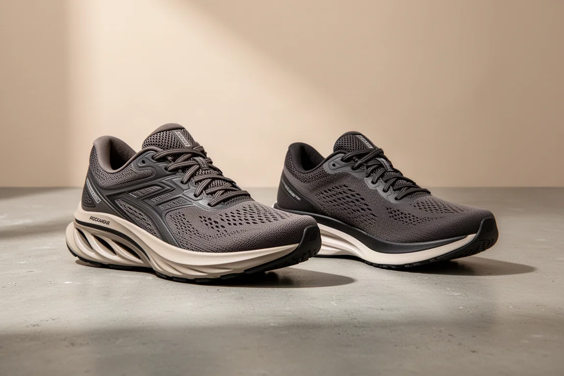 Brooks Ghost Max and Ghost 16 running shoes side by side on concrete
