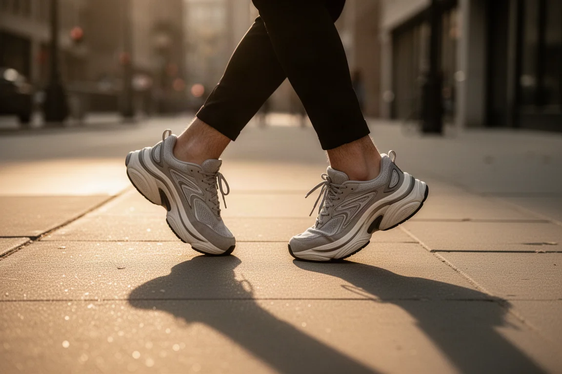 Daily trainer con pieghe visibili nell'intersuola dopo una prima corsa, con la schiuma che inizia ad ammorbidirsi
