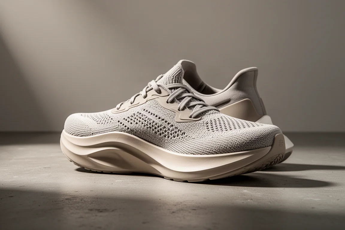 Brooks Glycerin 21 running shoe in white and gray on a concrete surface