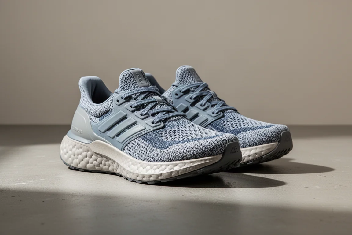 Pair of cushioned Brooks Glycerin running shoes on a concrete surface