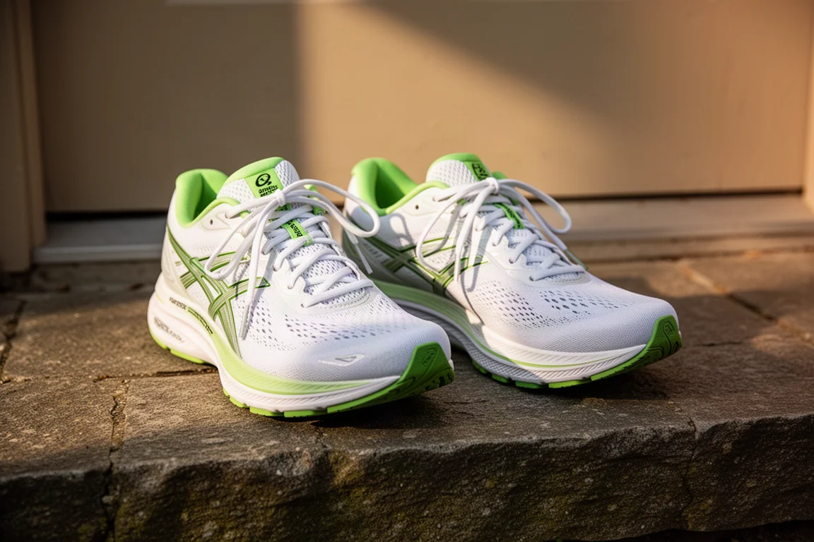 Laufschuhe auf einer Türschwelle nach einem langen Lauf