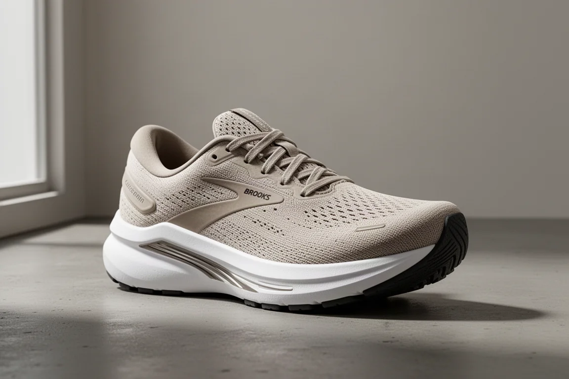 Brooks Glycerin Flex running shoe with thick cushioned midsole on concrete surface