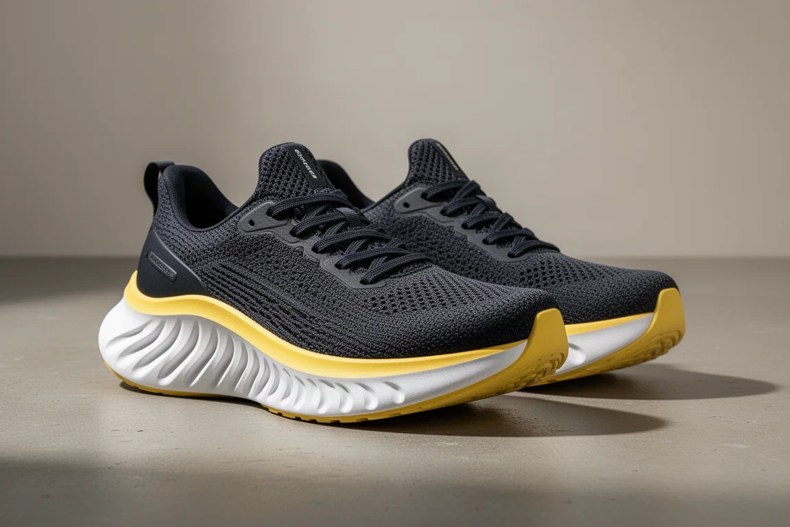 Brooks Glycerin Flex running shoe with dual-tone midsole and flex grooves on concrete