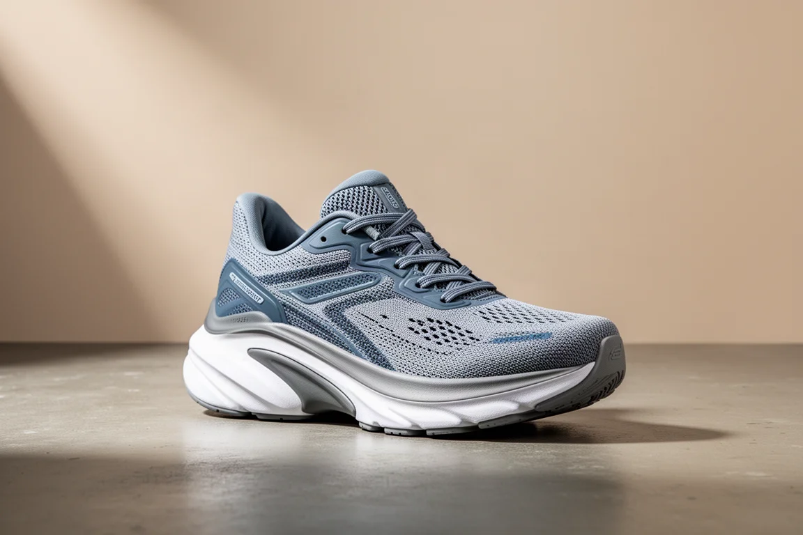 Brooks Glycerin Max running shoe with thick midsole on concrete surface
