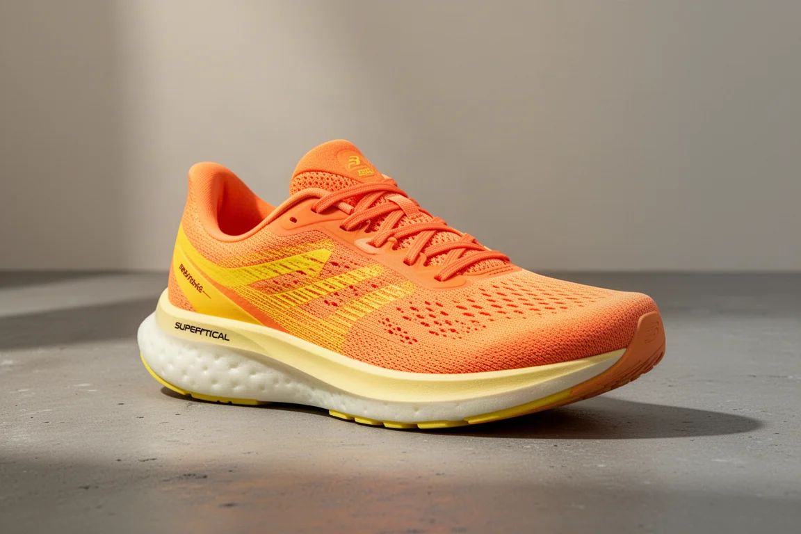 Brooks Hyperion 3 lightweight running shoe in orange on a concrete surface