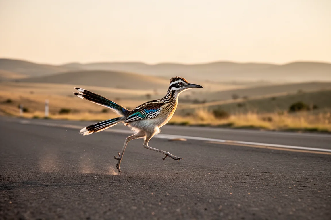 Runner holding marathon pace on an open road in soft evening light