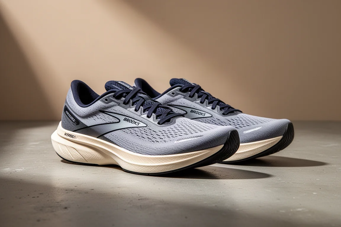 Brooks Hyperion Elite 6 碳板競賽跑鞋,搭載厚實中底與針織鞋面,置於水泥地上