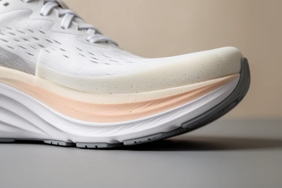 Seitenprofil der Zwischensohle eines Laufschuhs mitDual-Foam-Konstruktion
