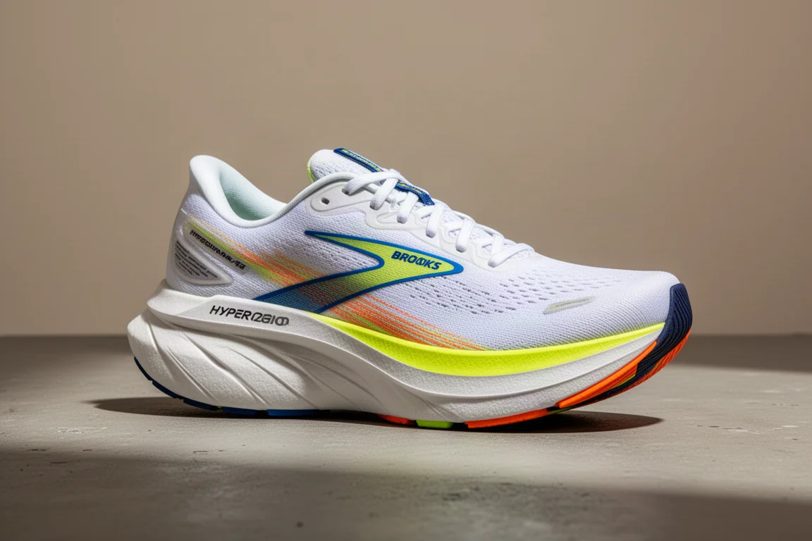 Brooks Hyperion Max 3 running shoe with tall max-stack midsole on concrete surface