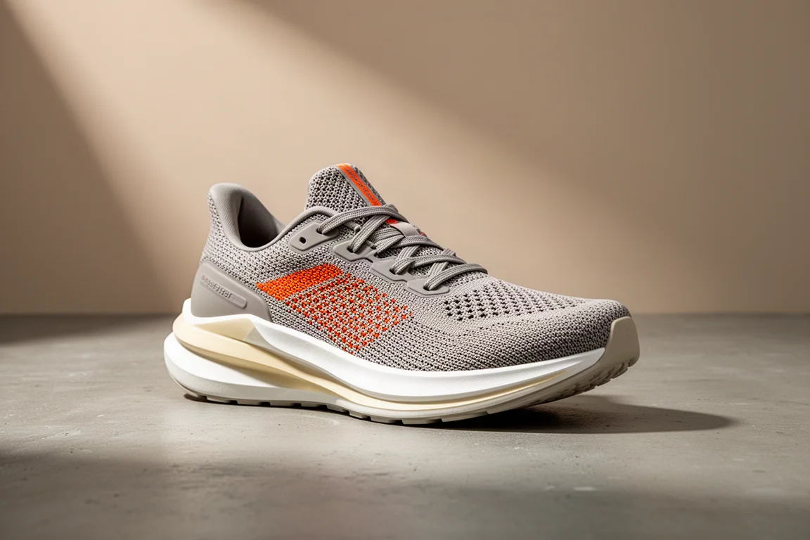 Brooks Hyperion Max 4 跑鞋以四分之三視角置於水泥地面上