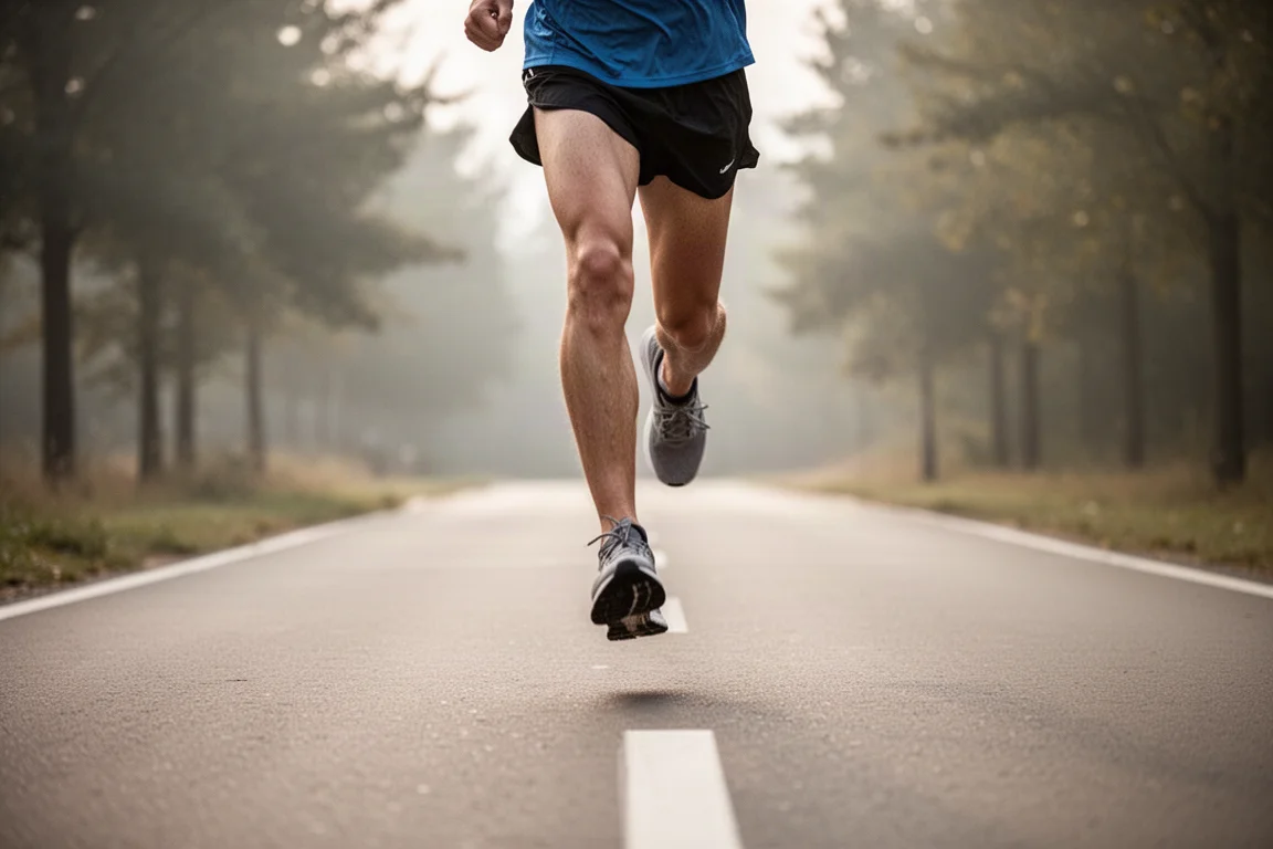 Lightweight running shoe on concrete showing rocker sole profile