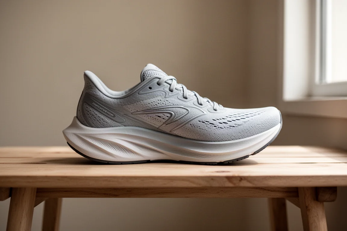 Close-up of thin mesh upper with padded heel collar