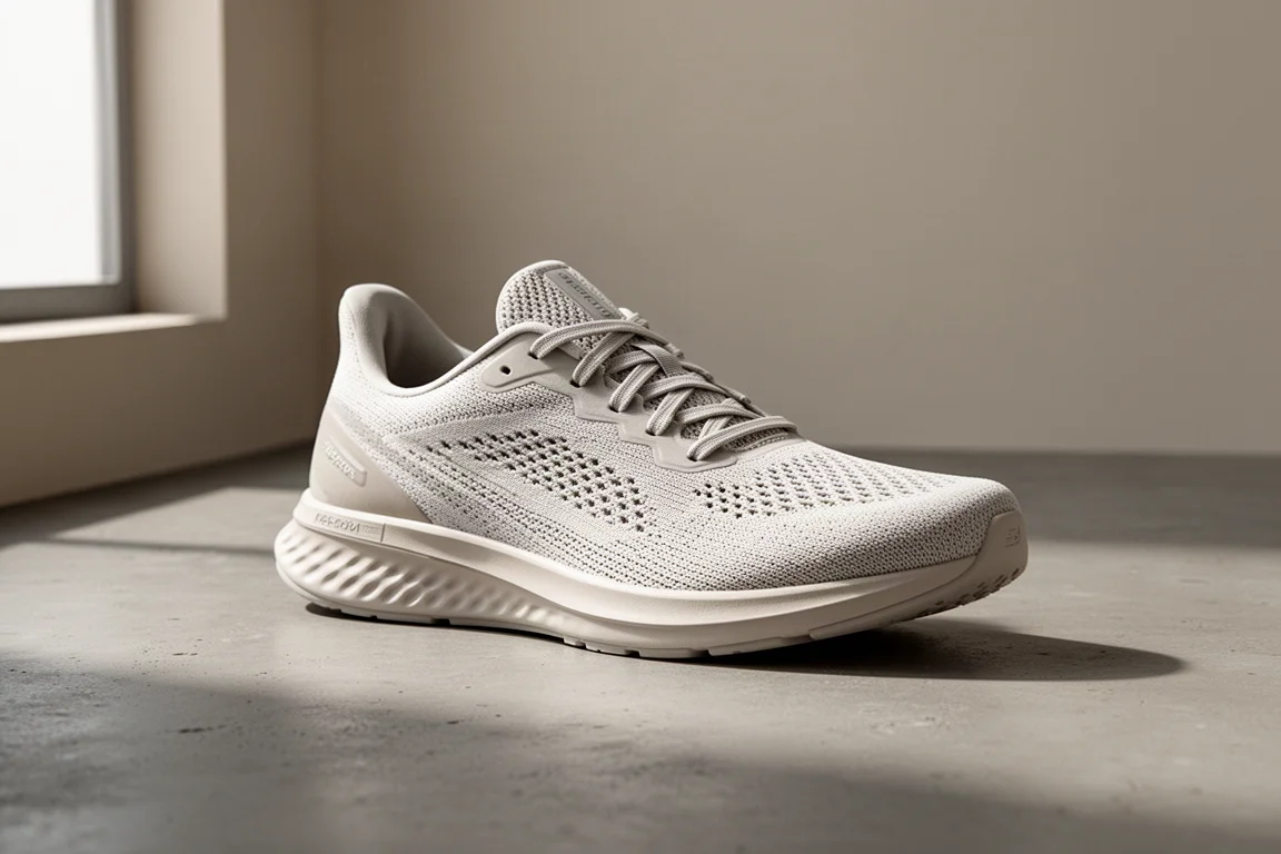 Brooks Hyperion lightweight running shoe with thick foam midsole on concrete