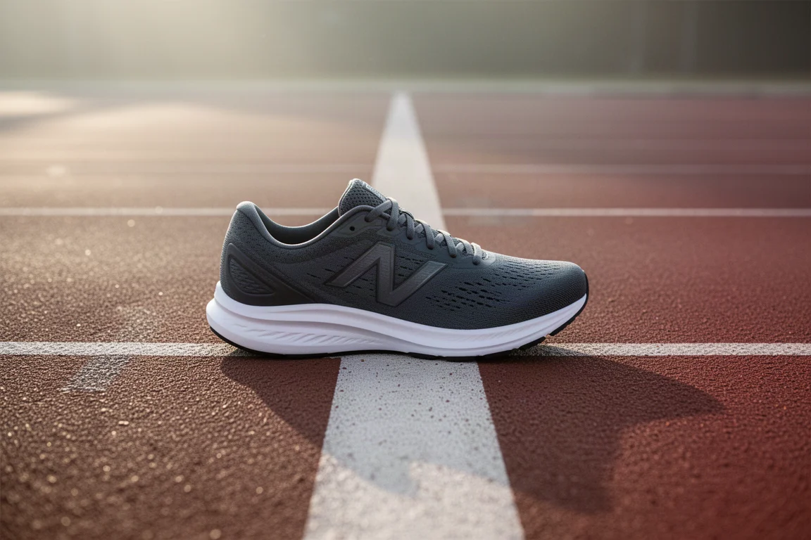 Daily stability trainer resting on a running track lane line