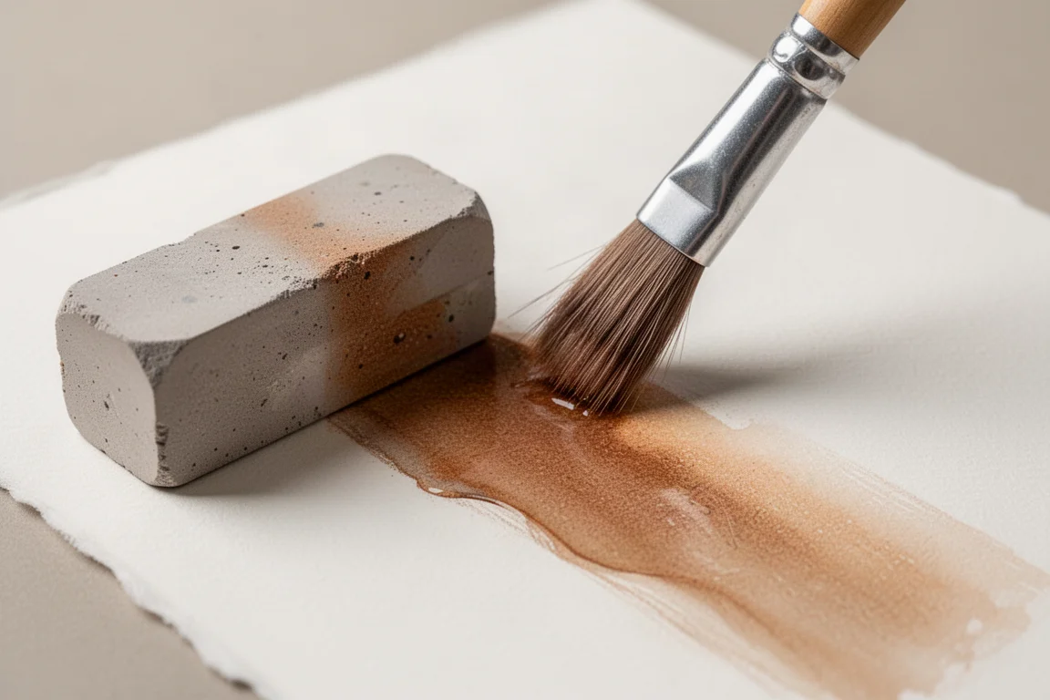 Bezwonna benzyna lakowa rozblendowywana w pigment kredkowy na papierze