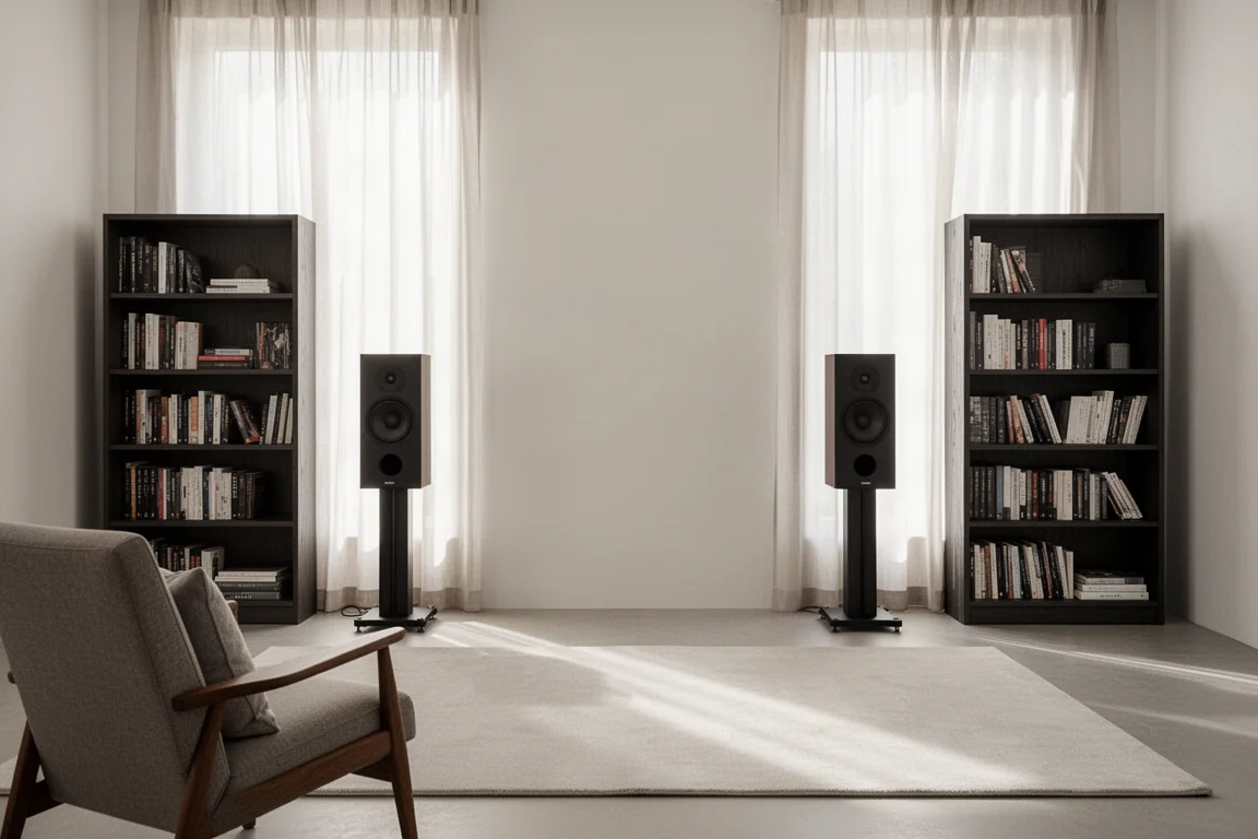Radiatore passivo posteriore e morsetti sul retro di un diffusore da stand