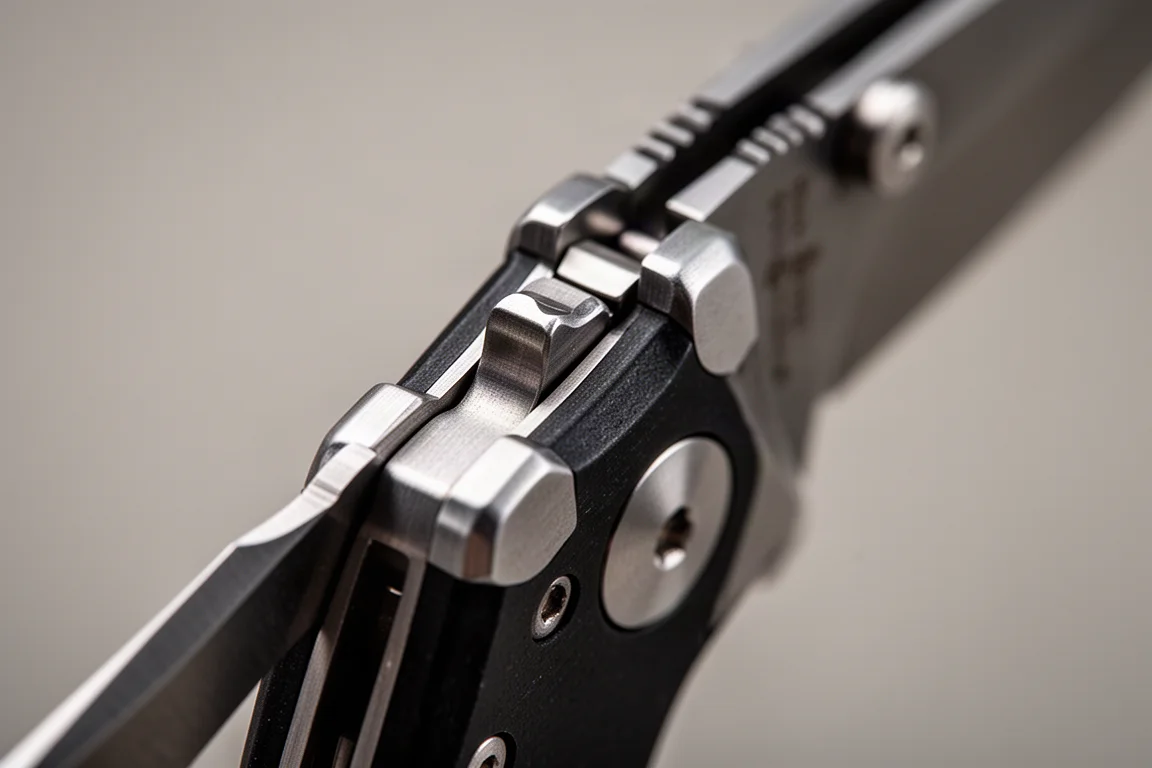 Close-up of a knife back lock mechanism being opened