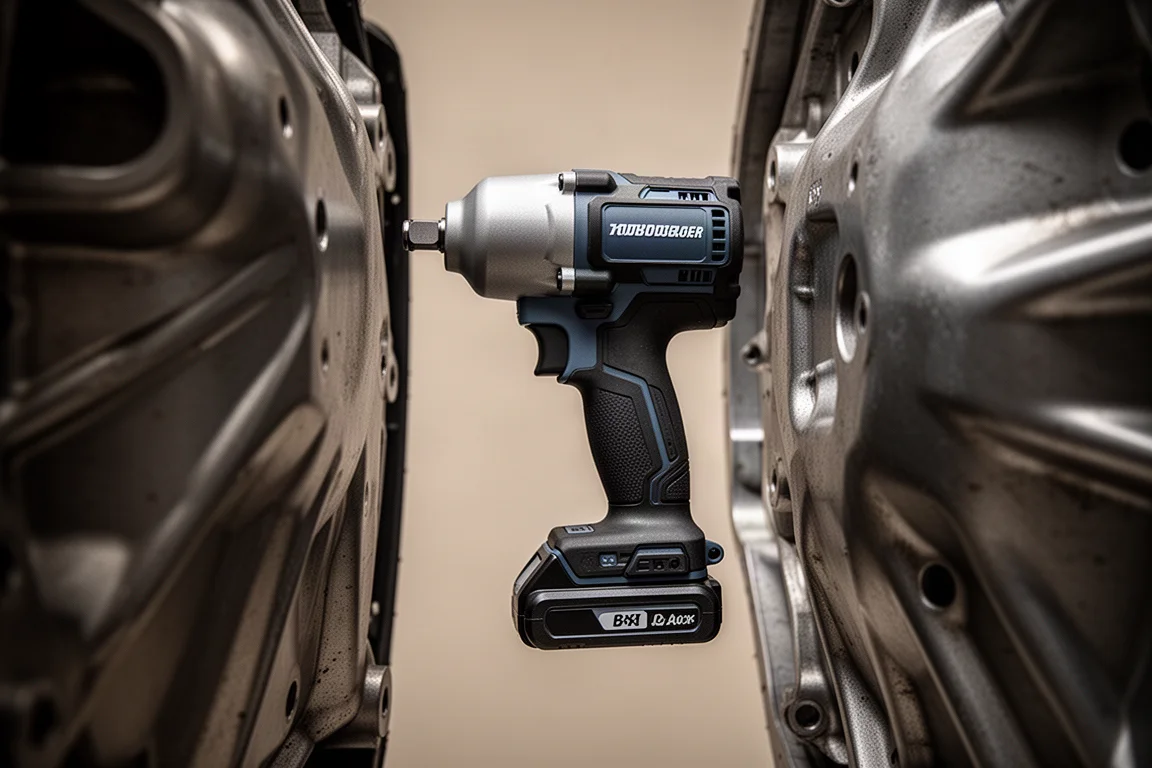 Llave de impacto compacta tipo stubby alcanzando un espacio reducido entre componentes
