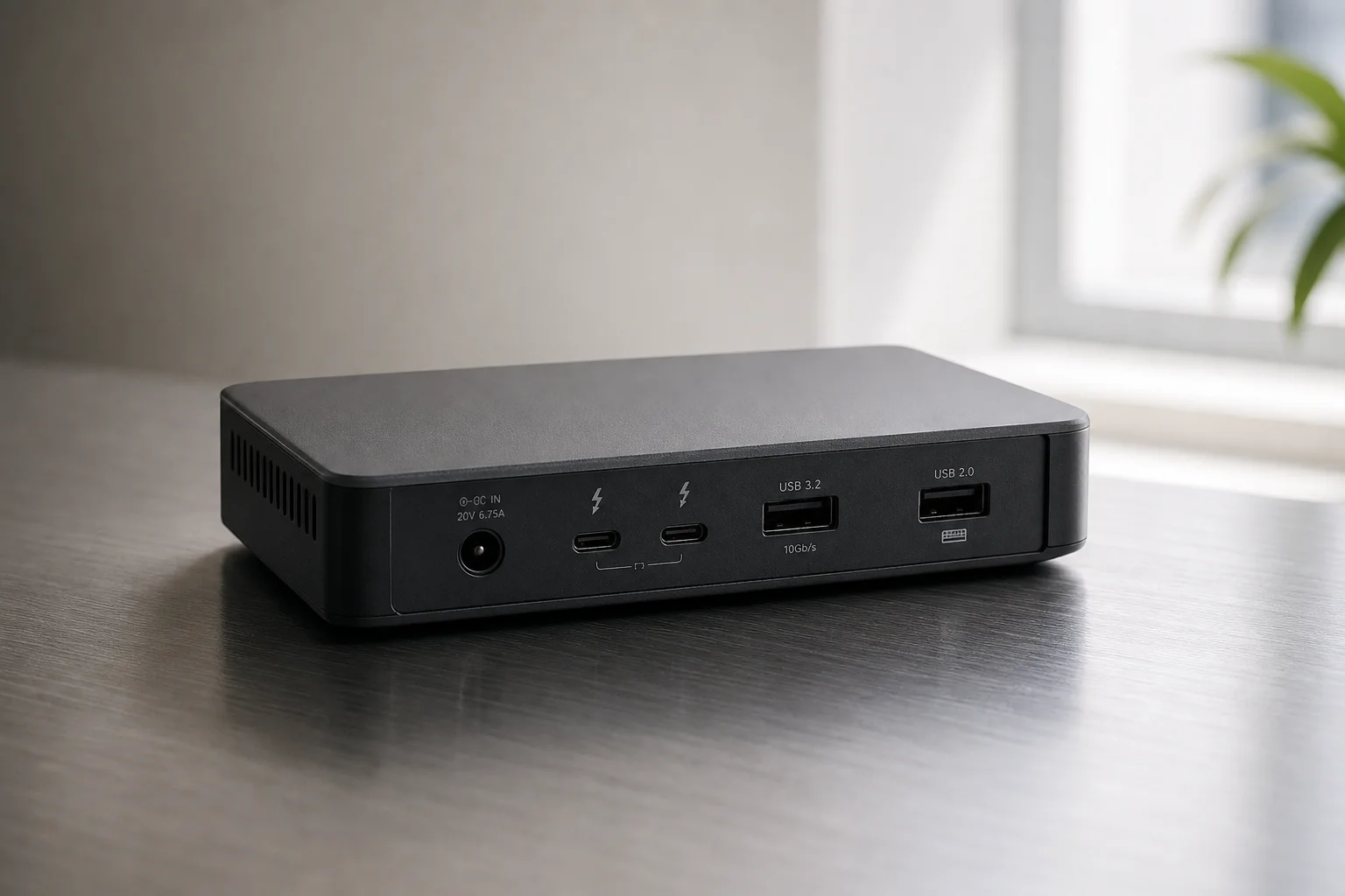 CalDigit TS4 und Element Hub Thunderbolt Docks auf einer Betonoberfläche
