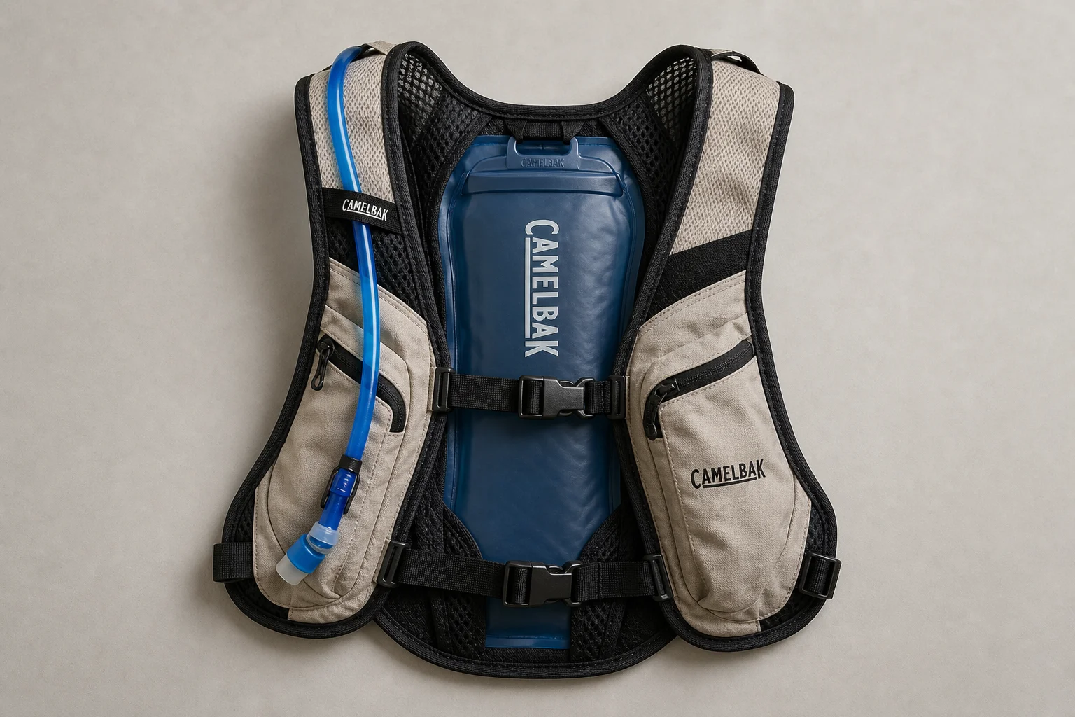 Collection of endurance sports gift items arranged on concrete surface