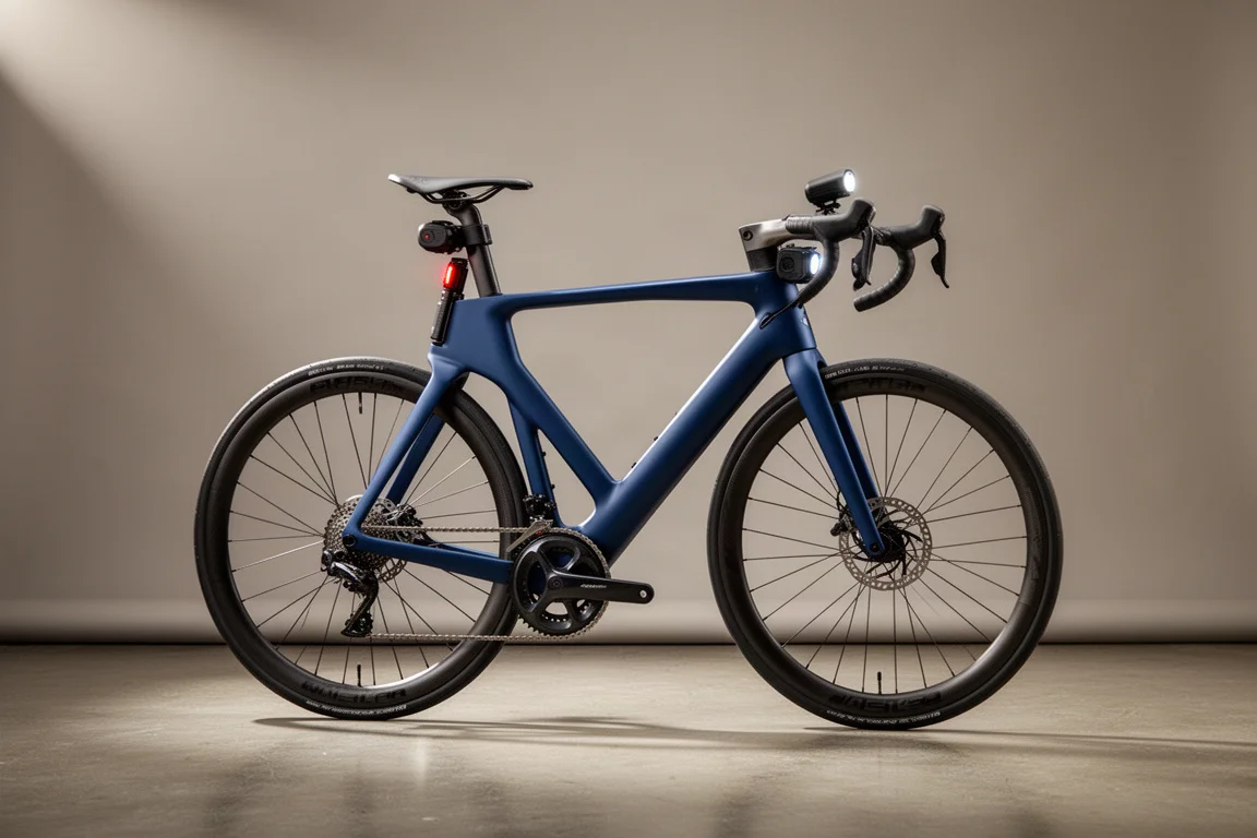 Bike de estrada de endurance Cannondale Synapse Carbon 2 RL de perfil sobre fundo cinza neutro