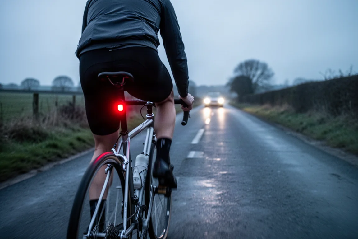 Vélo de route appuyé contre un mur en pierre lors d'une pause café à la campagne au crépuscule