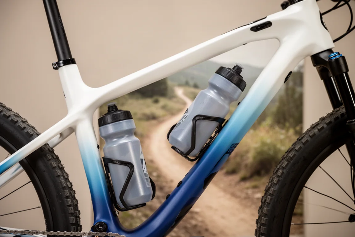 Detail eines leichten Mountainbike-Rahmens mit Platz für zwei Trinkflaschen