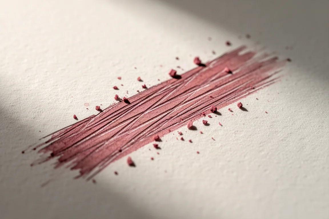 Nahaufnahme von Stiftstrichen auf Papier mit körnigen Rückständen