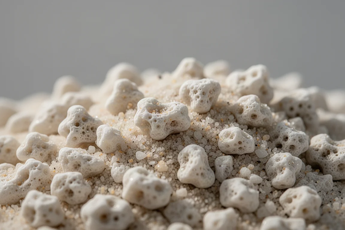 Détail macro de grains de sable de récif pâle et humide à la texture naturelle irrégulière