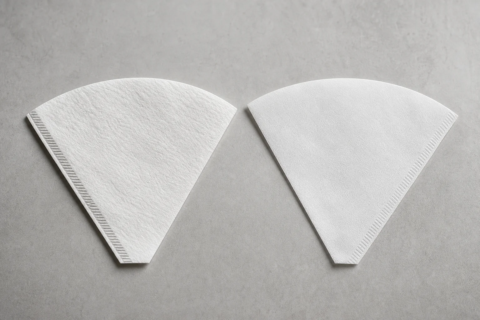 Two types of coffee filter papers compared side by side