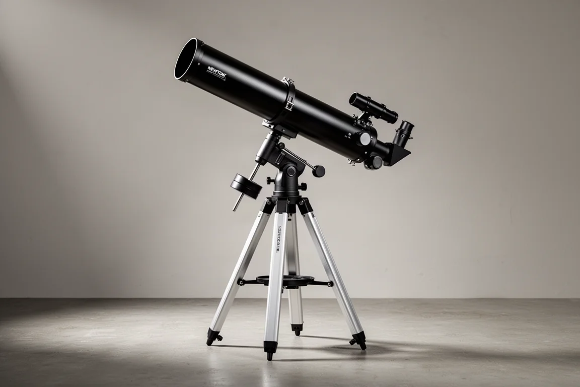 架設在赤道儀與三腳架上的 Celestron AstroMaster 114 EQ 反射式望遠鏡