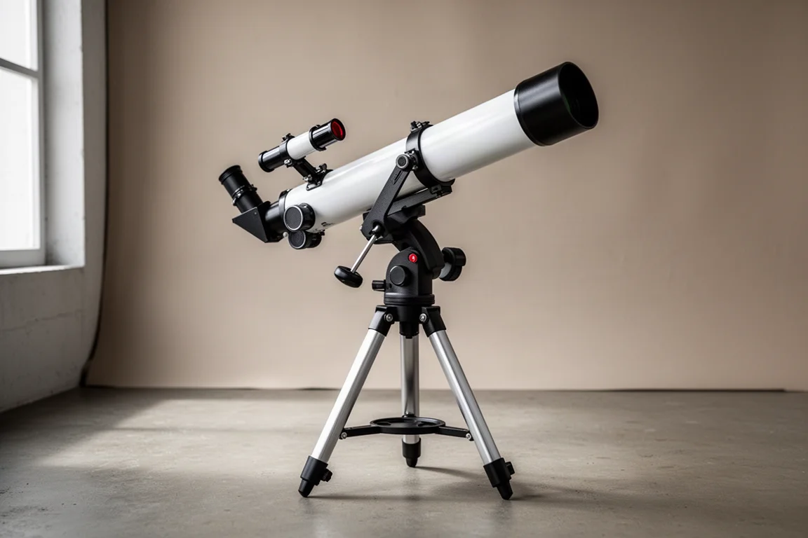 架設在水平式三腳架雲台上的 Celestron Omni AZ 102 折射式望遠鏡