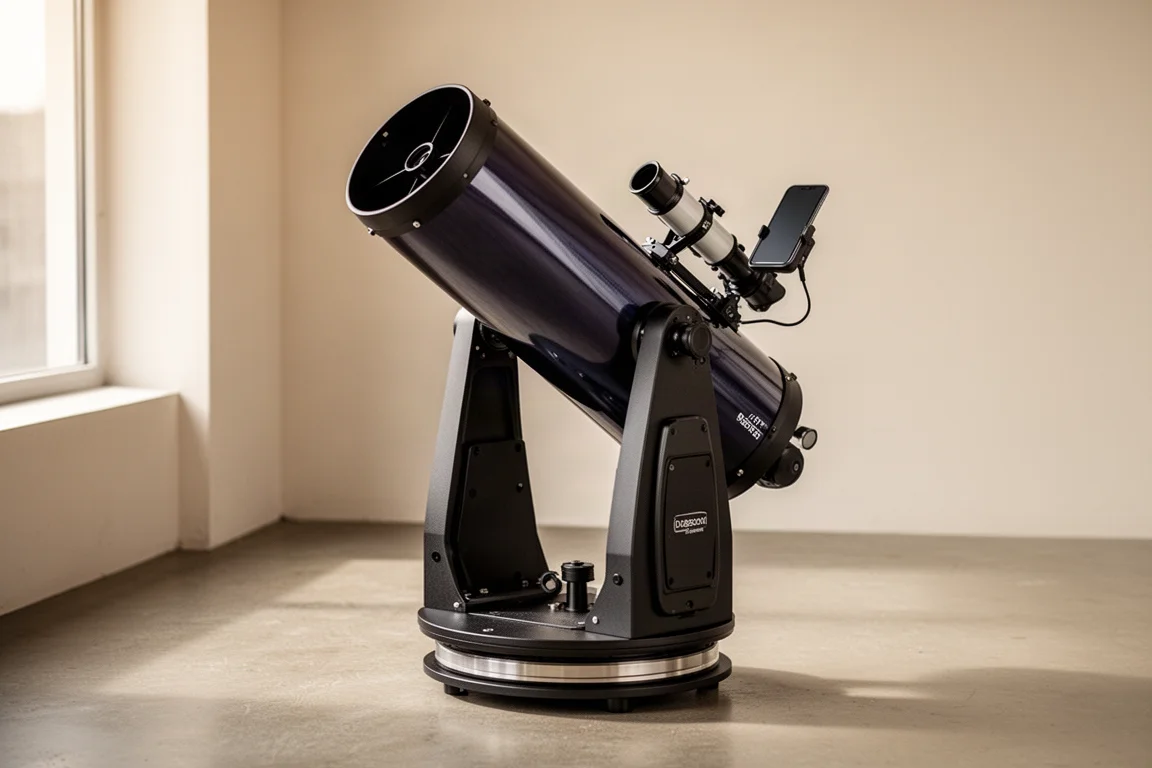 Celestron StarSense Explorer 8 吋道布森望遠鏡擺放在極簡風格的房間裡