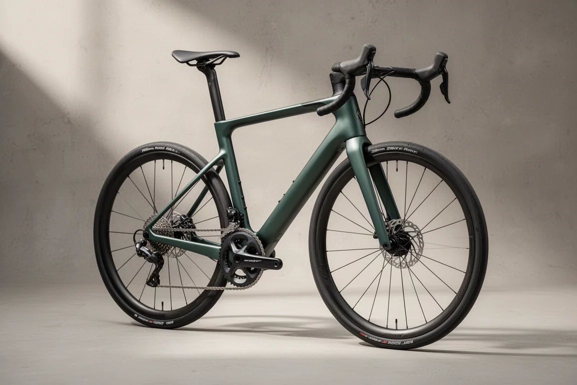 Cervelo Caledonia 5 endurance-roadfiets gefotografeerd vanuit een driekwart vooraanzicht