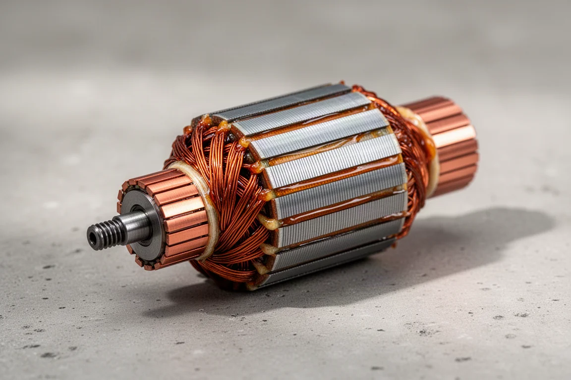 Motor armature windings coated with epoxy insulation