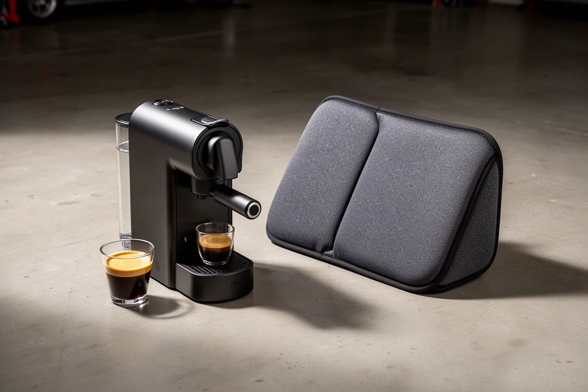 Goedkope vrachtwagenaccessoires getest: Outland Nano espressomachine en Drop Stop stoelkraptevuller omslagafbeelding