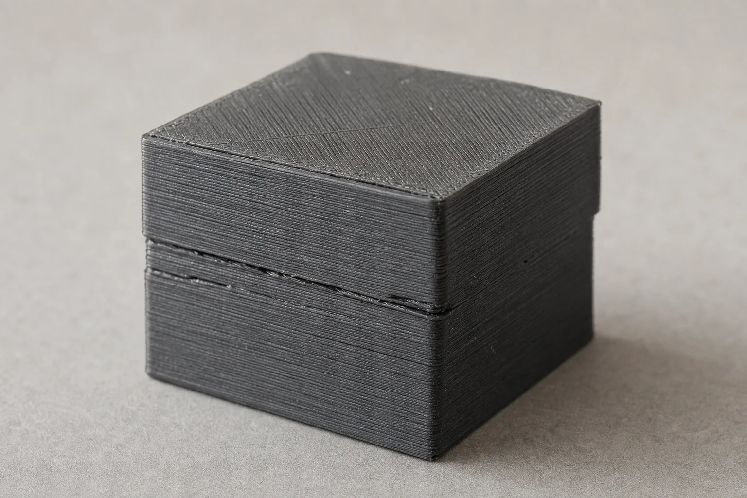 3D-gedruckter Kalibrierungswürfel mit Layer-Shift und Druckfehlern