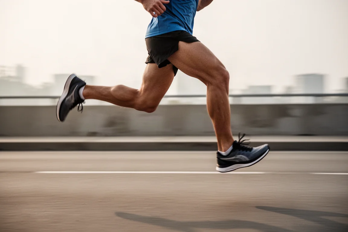 Coureur accélérant la cadence dans une rue en ville, à l'allure tempo