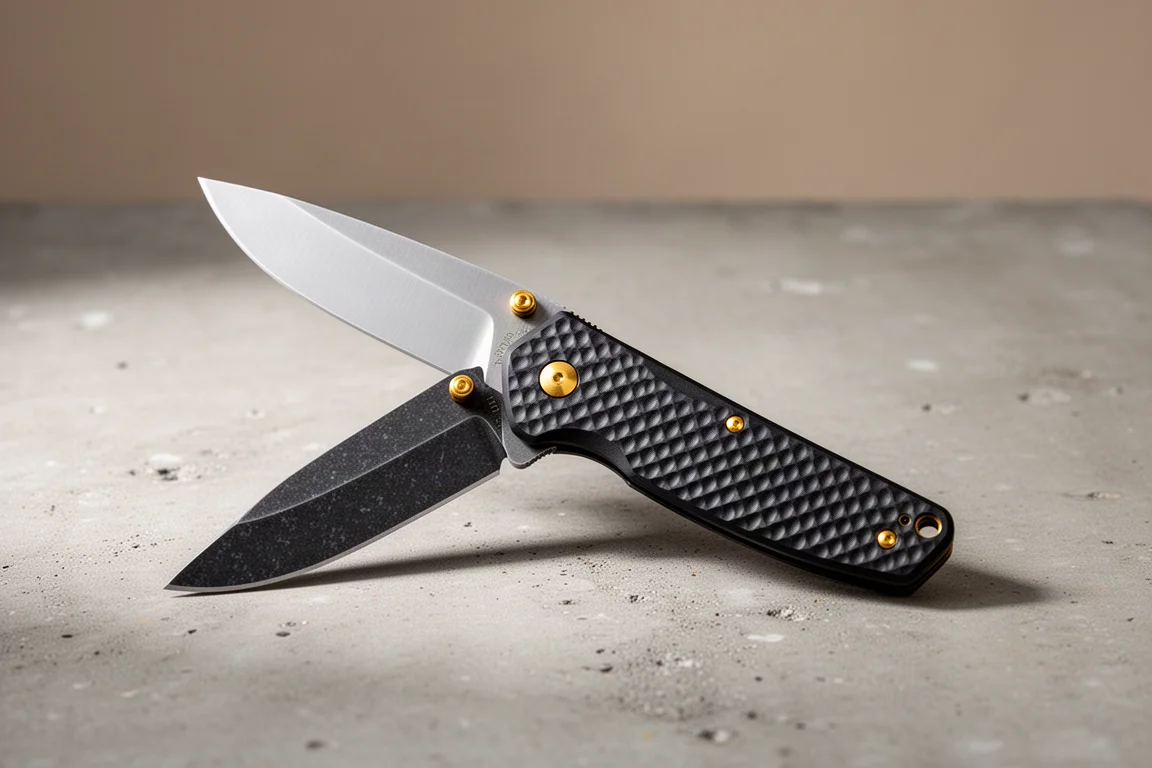 Civivi Elite Teaserer folding knife half-open on a matte concrete surface