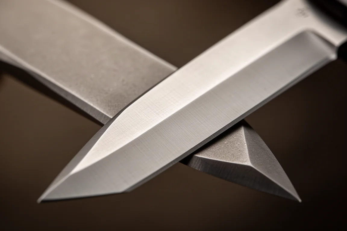 Wharncliffe 刀刃特寫,從刀背到刀刃呈現完整的平面研磨