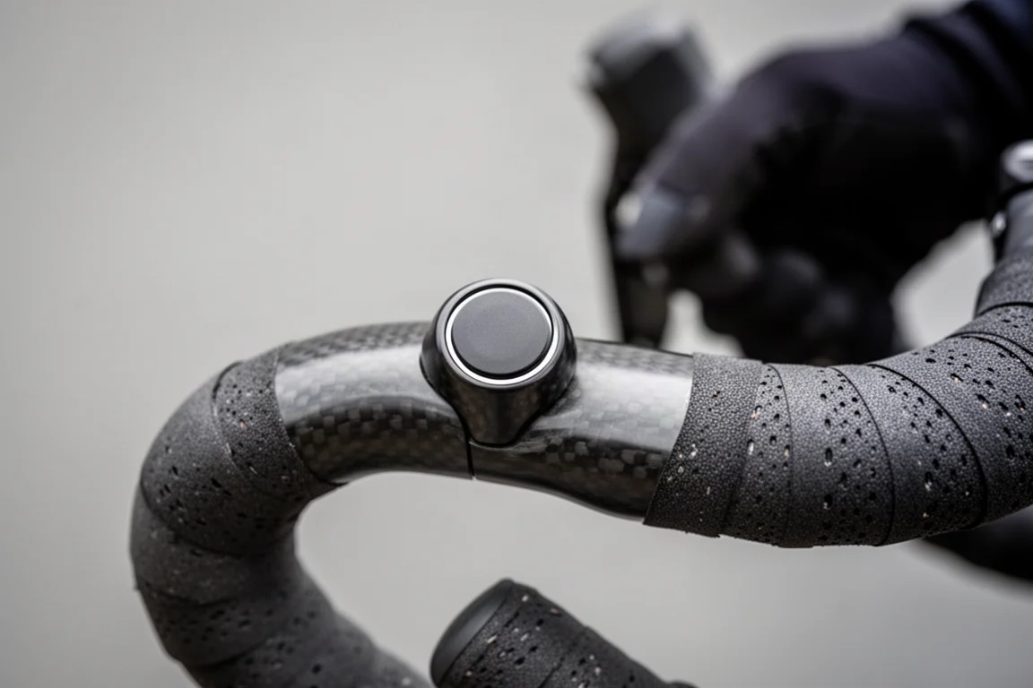 Gros plan sur un bouton de commande actionné au pouce sur une cocotte de guidon route
