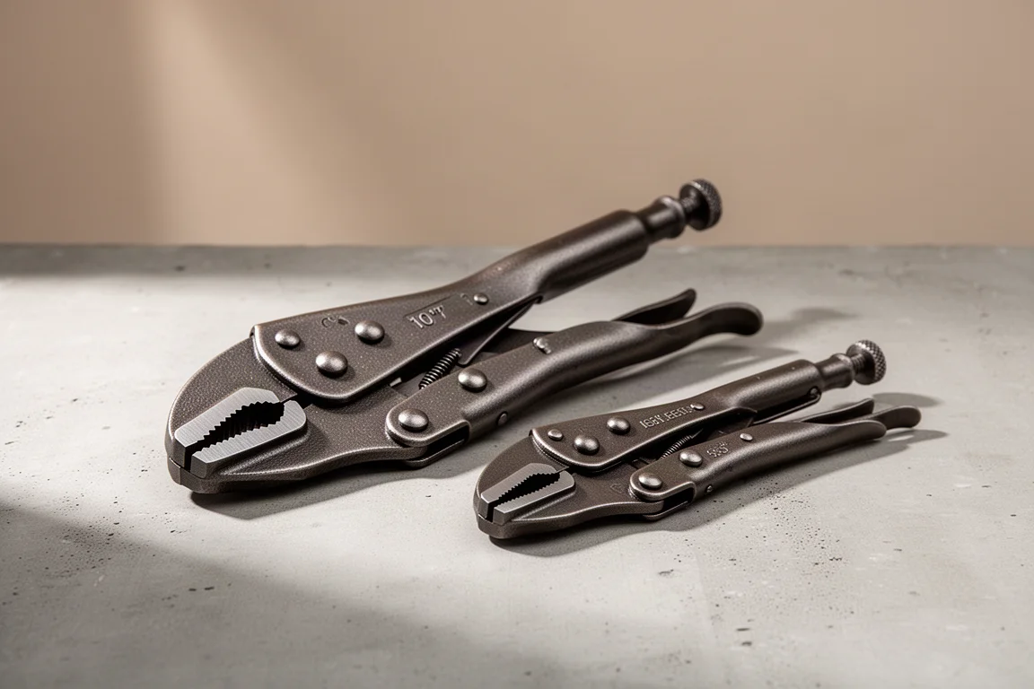 Zwei Cobalt Gripzangen unterschiedlicher Größe auf einer Betonoberfläche