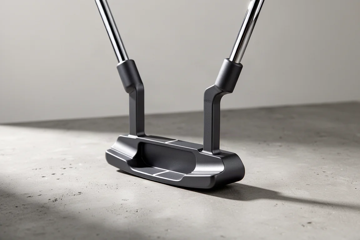 Complete package golf set next to a curated set of individual clubs on concrete surface
