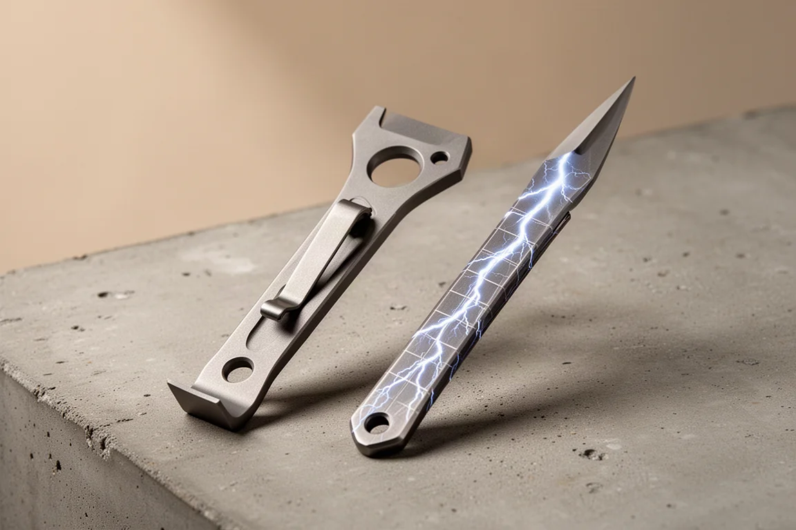 Concept EDC Primate hävstång och Stiletto isbill på en betongyta