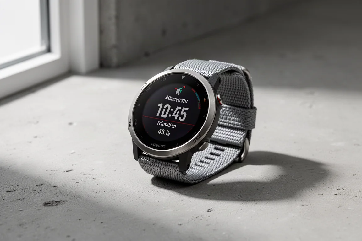 Coros Apex 2 multisport GPS watch with titanium bezel and nylon strap on concrete