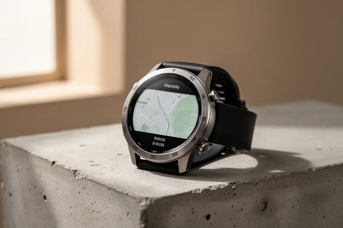 Coros Apex 4 GPS sports watch with round display and dark case on concrete surface