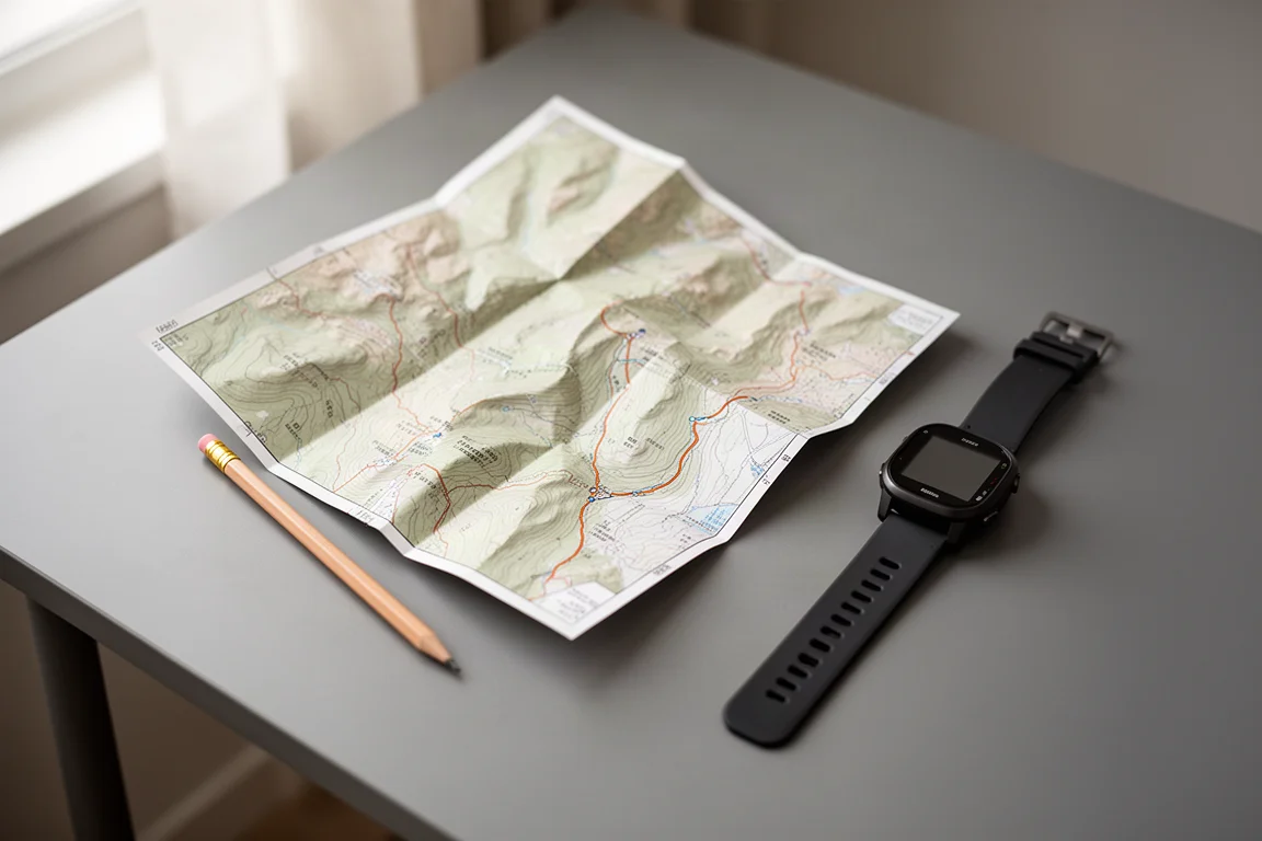 Itinéraire tracé sur une interface de carte simple sur un bureau